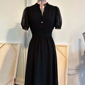 Black chiffon puff sleeve Wilfred dress Aritzia